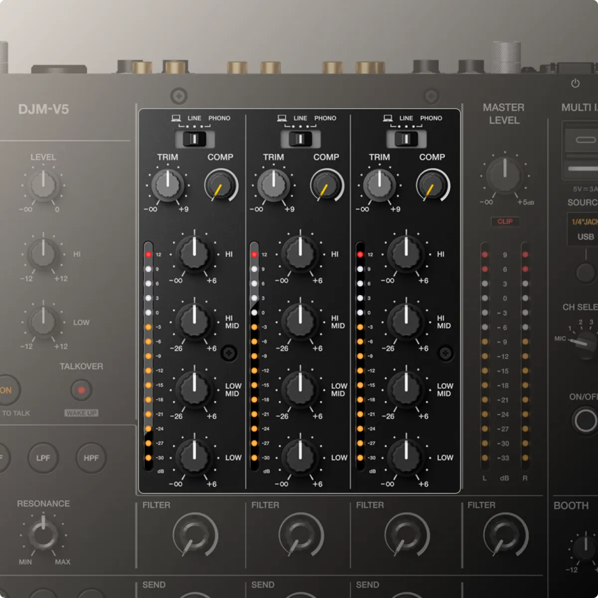 AlphaTheta DJM-V5؛ نسل جدید میکسر حرفه‌ای دی‌جی با DNA مدل DJM-V10